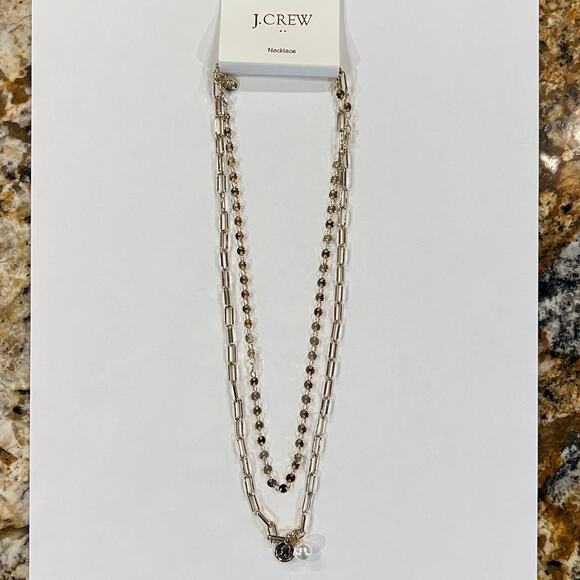 NWT J. Crew Gold Small Coin and Pearl Layering Necklace - Picture 3 of 7